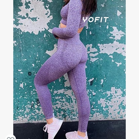 Brand new purple long sleeve AMAZON work out set - Picture 2 of 2